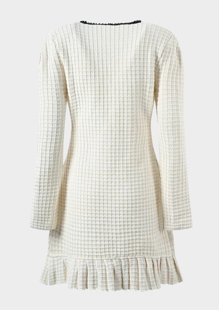 Ruffle Bow Wool Knit Sequin Mini Dress