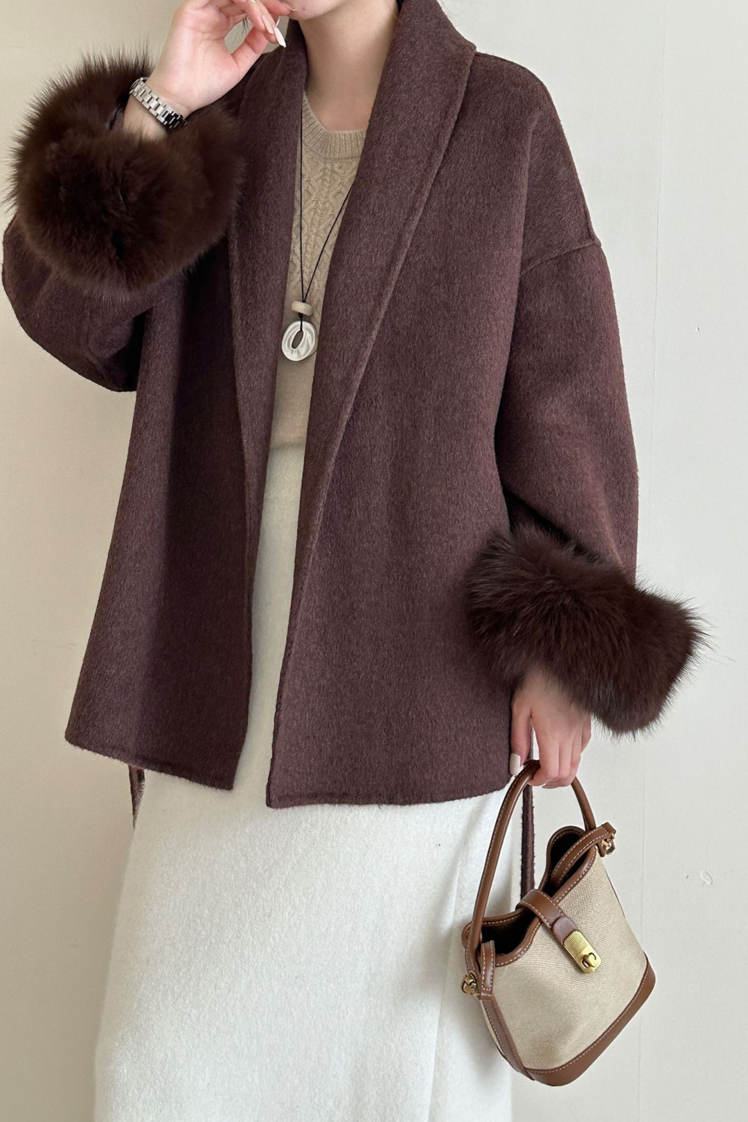 Siena Soft Wool  Cuff Shawl Wrap Coat