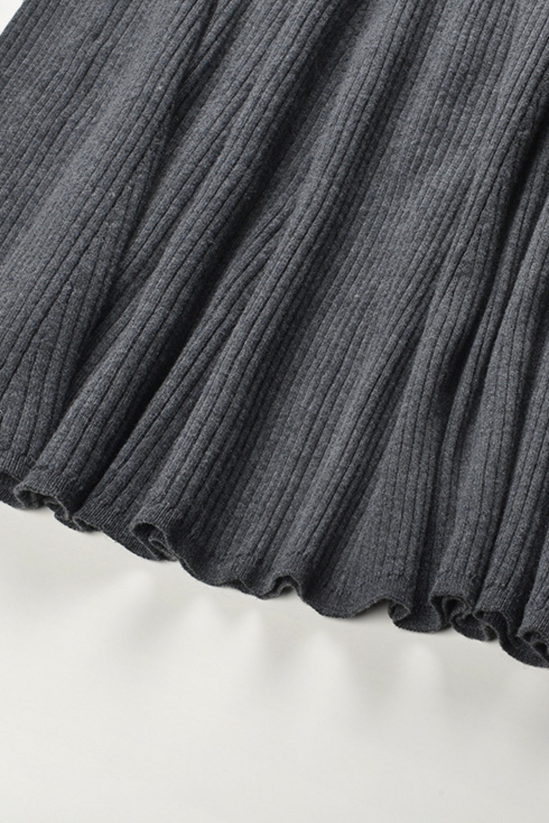 Ruffle Ribbed High Neck Soft Wool Maxi Dress
