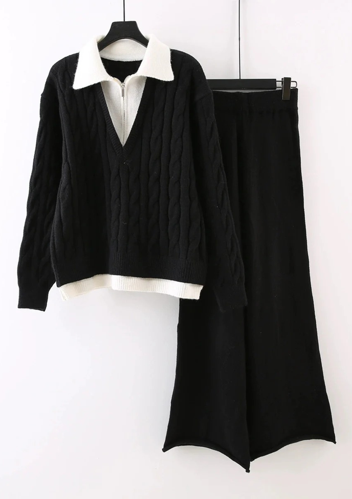 Sofia Knit Zipper Collar Cozy Set