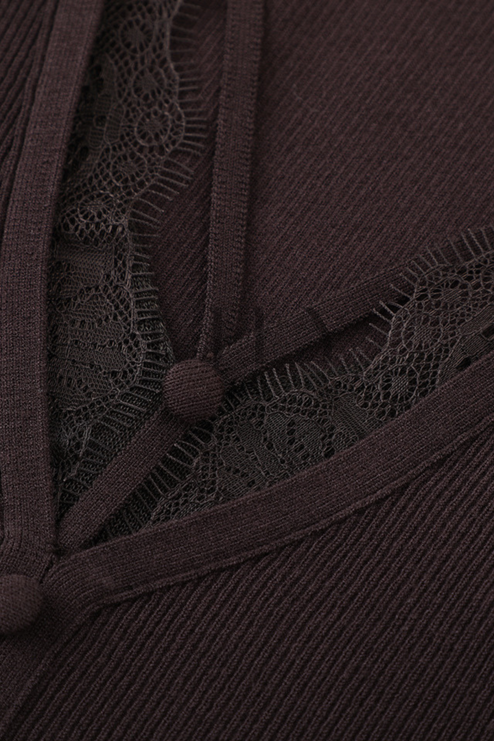Feather Lace embroidery  Wool Knit Cardigan Top
