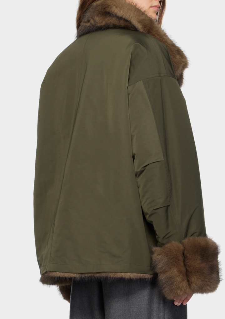 Reversible Faux Fur Collar Jacket