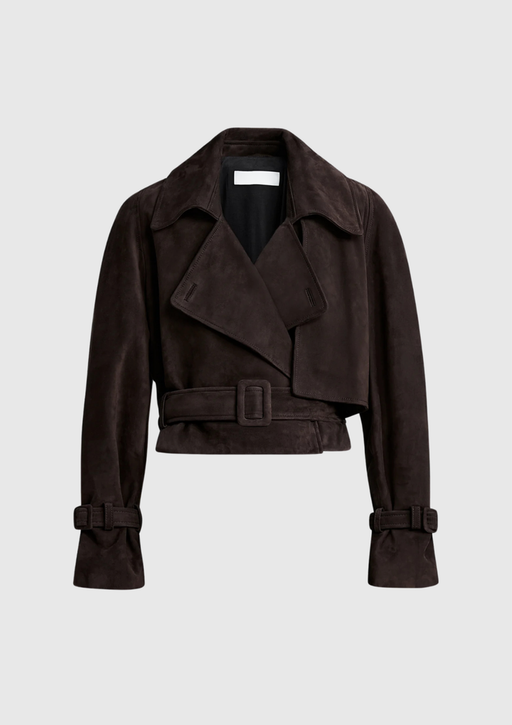 Aria Cropped Suede Wrap Jacket
