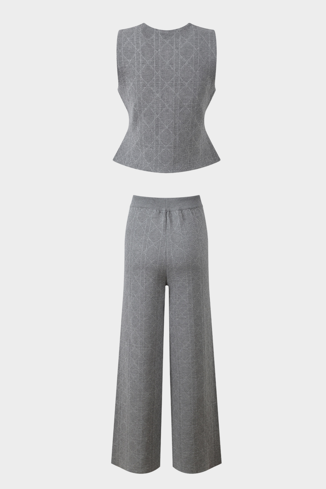 Viscose Knit  Sleeveless Vest LaceUp Wide Leg Set