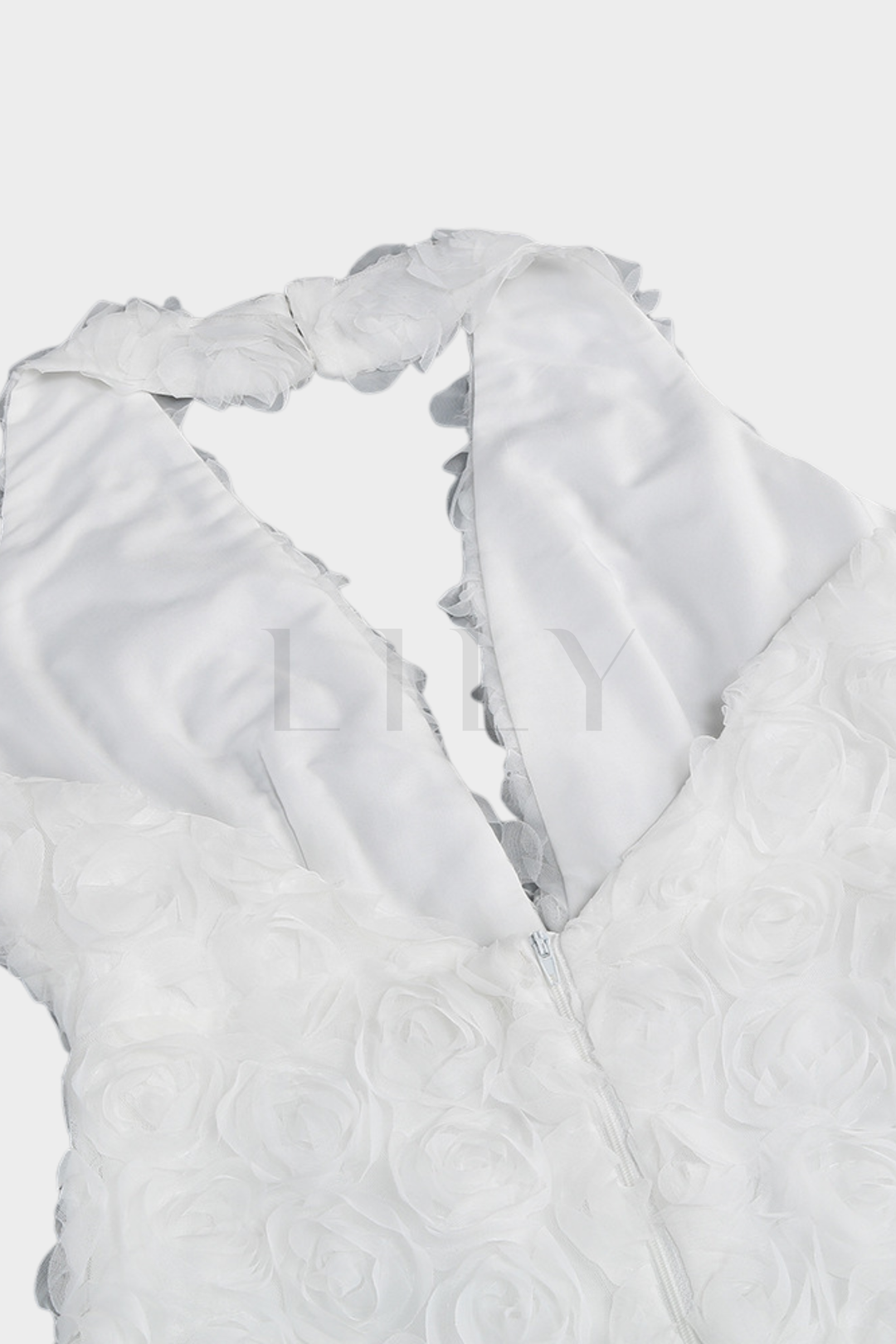 Vienna White Rose Floral Backless Fishtail Maxi Dress