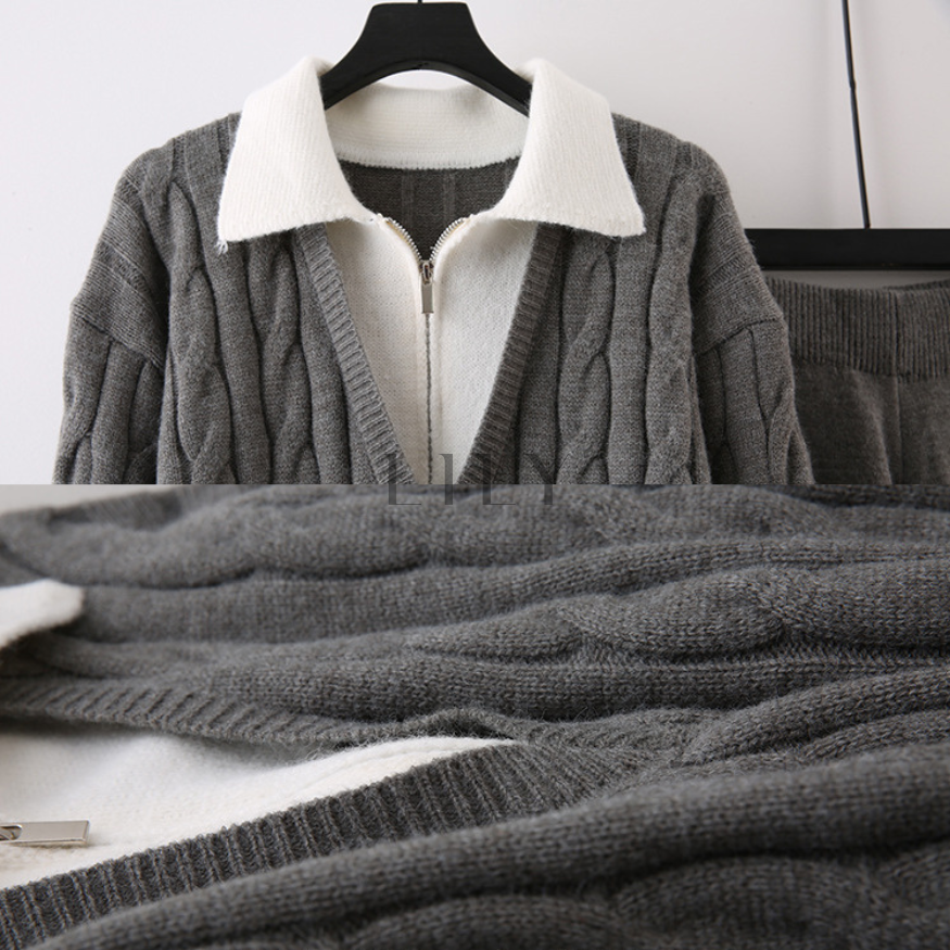 Sofia Knit Zipper Collar Cozy Set