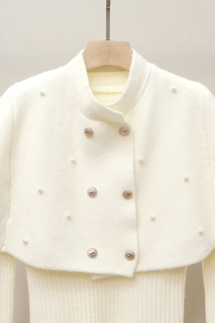 Maison Ivory Cape Beaded Cadigan Top