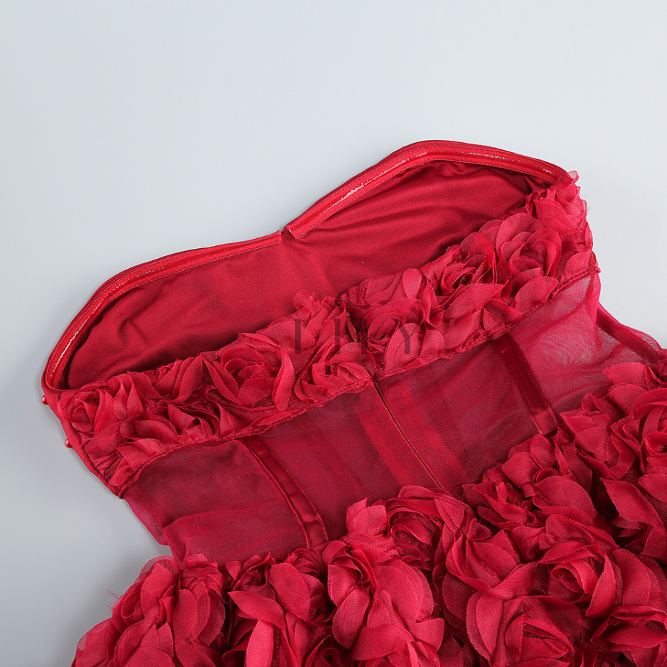 Valentina Rosette Floral Corset Mini Dress