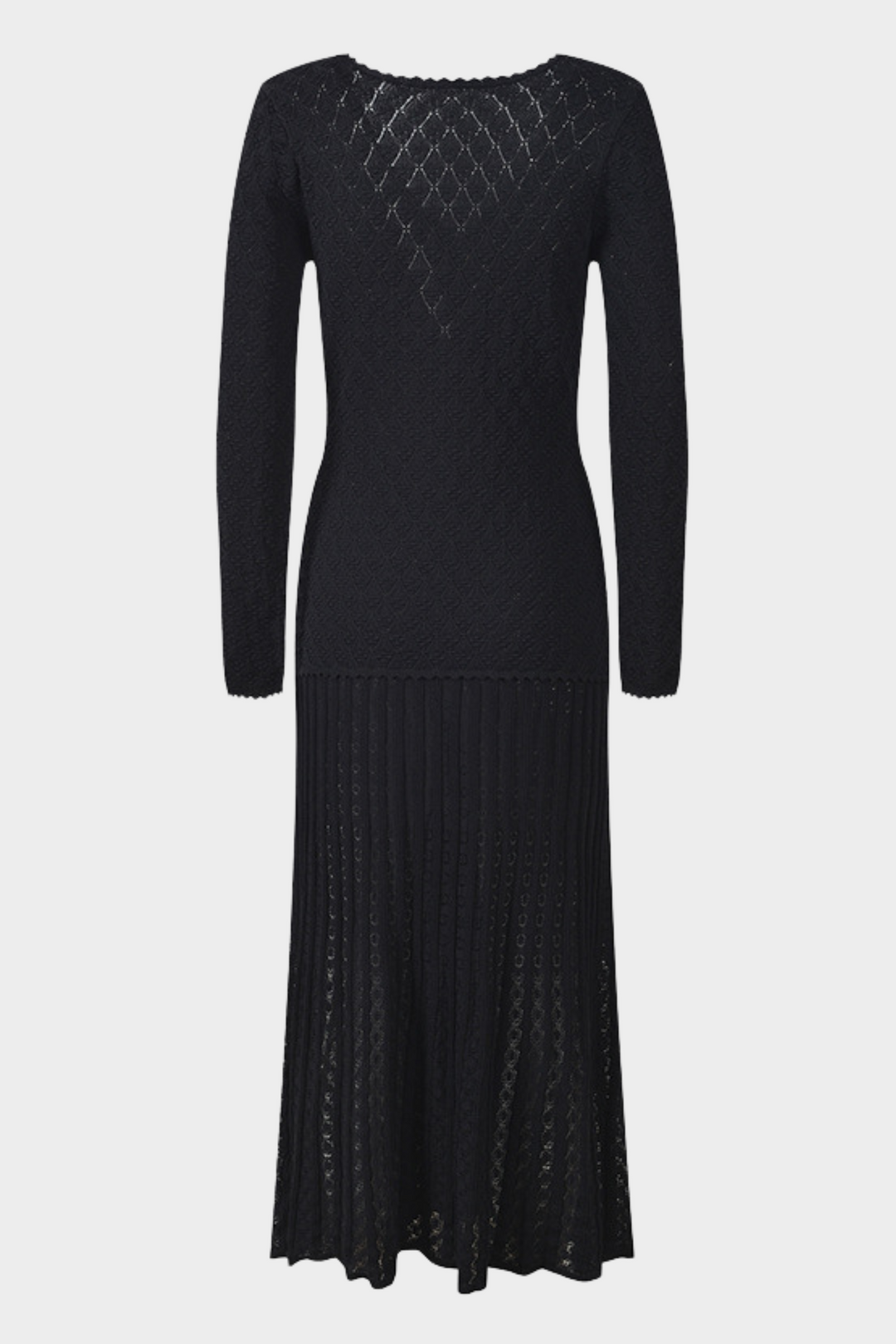 Ivory Luxe Hollow Golden Button Viscose Knit V-Neck Maxi Dress