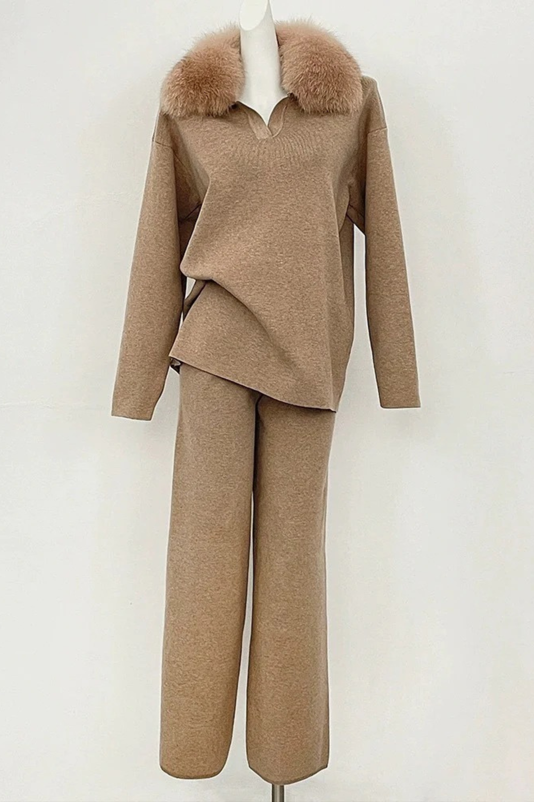 Velora Real Fox Fur Knit Lounge Set - Color Match Edition
