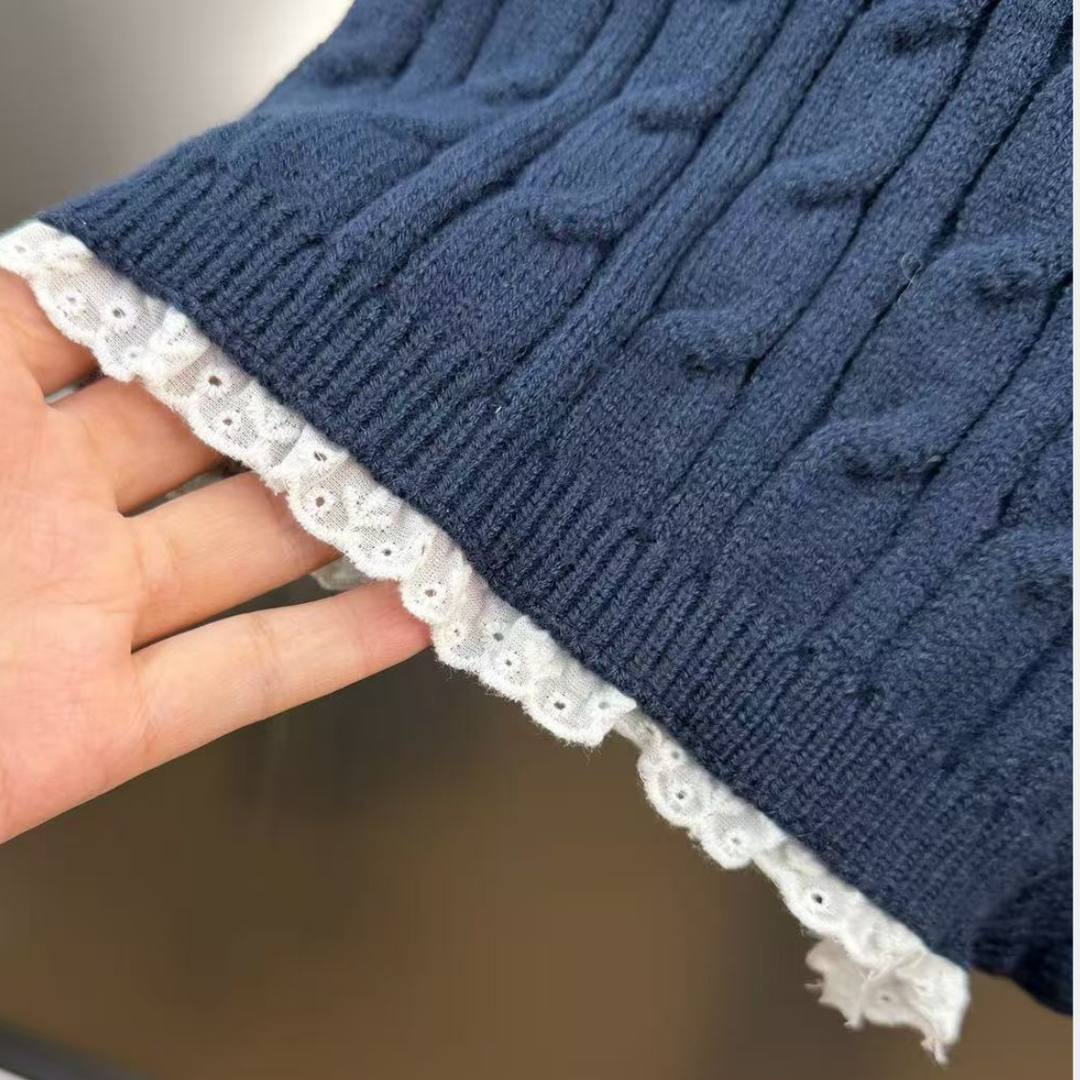 Comfy Dayna Knit Lounge Set with Lace Trim