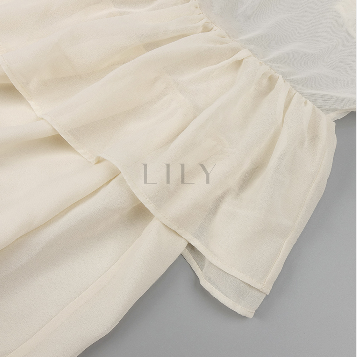 Strapless Chiffon Soft Ruffles Corset Maxi Dress