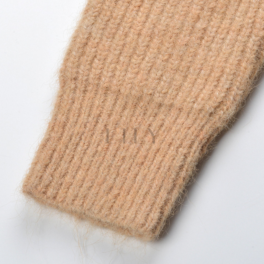 Embellished Round-Neck Wool Knit Cardigan