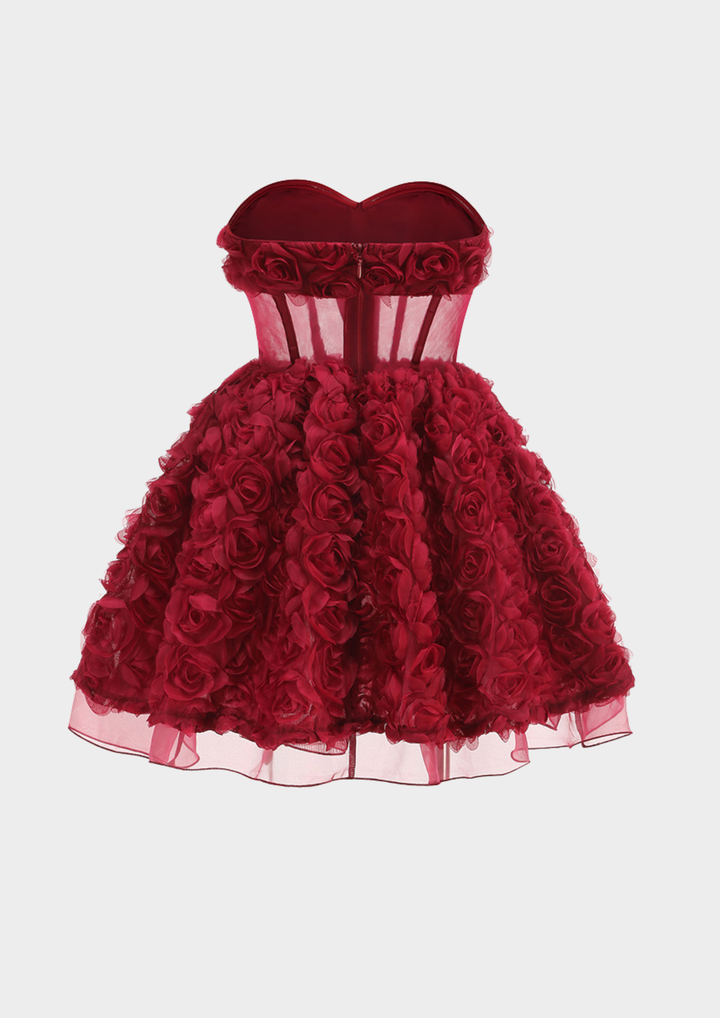 Valentina Rosette Floral Corset Mini Dress