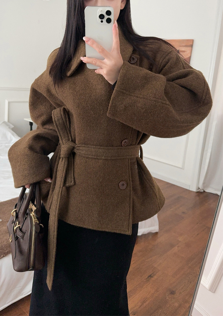 Wool Wrap Belted Jacket