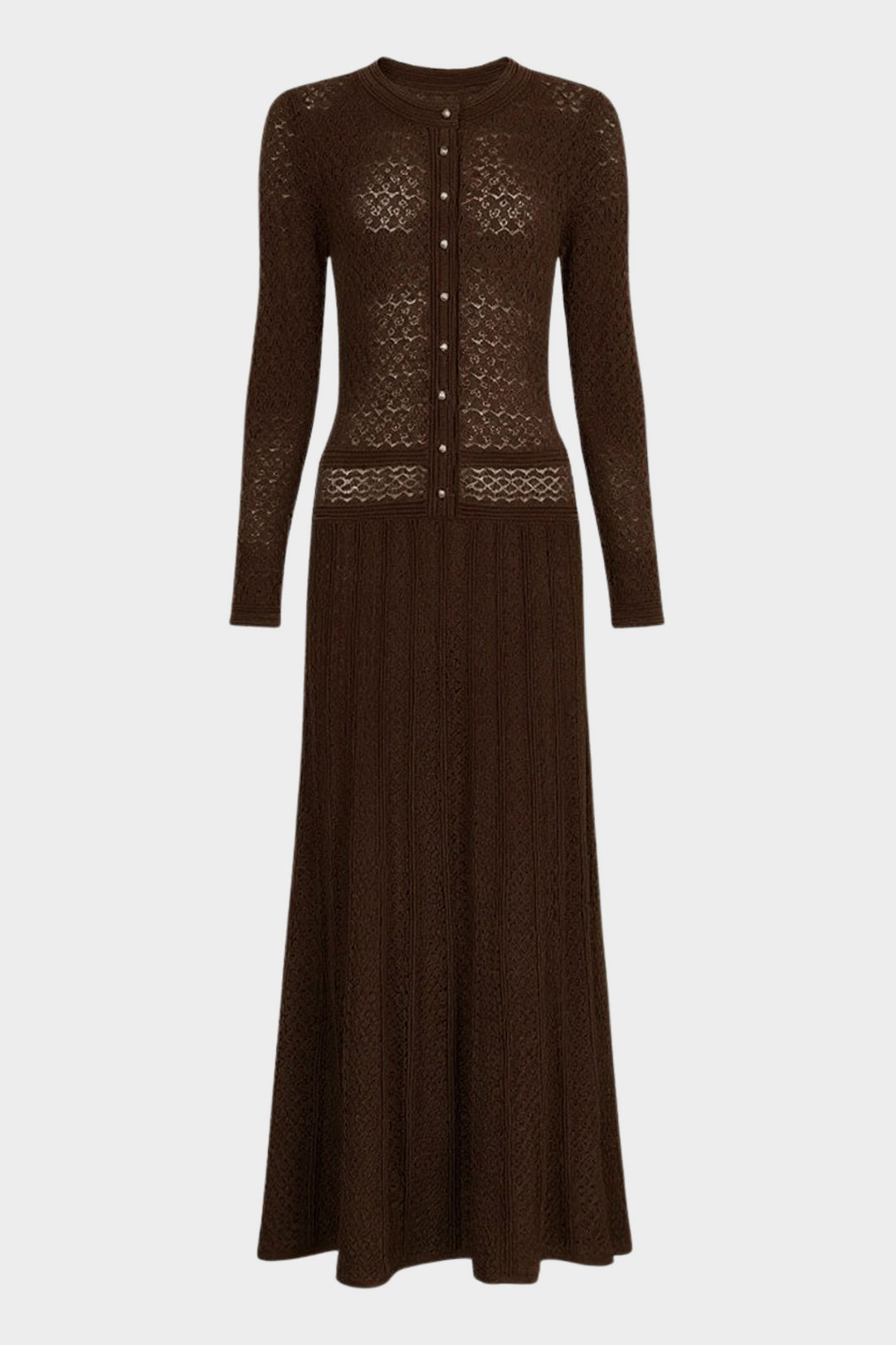 Lily – Silk Knit Pearl Button Suspender Maxi Dress