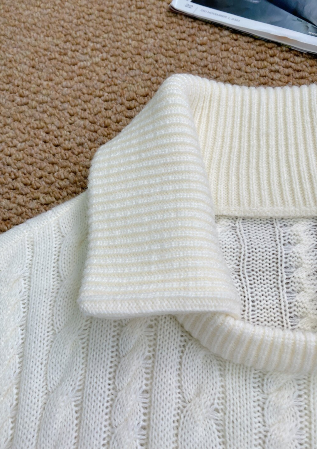 Wool Knit Collared Sweater Top