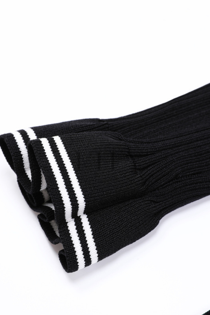 Clara Contrast Trim Knit Flare Cuff Maxi Dress