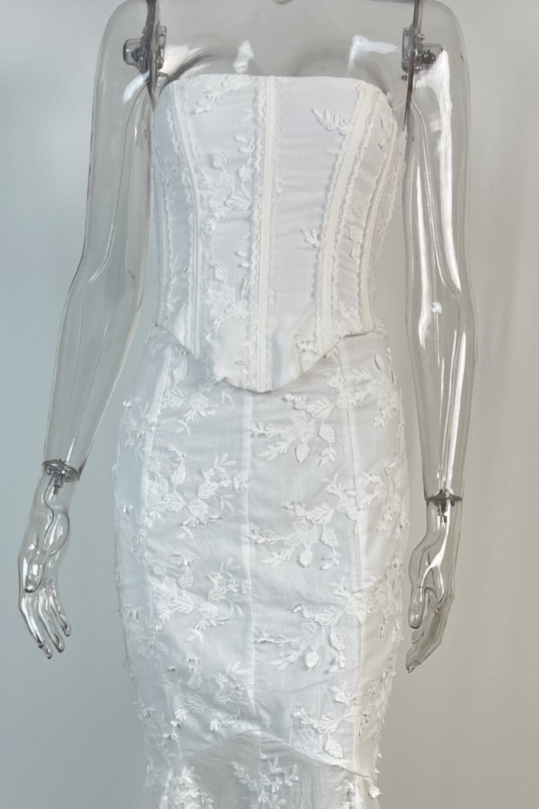 Lace Corset Embroidered  Backless Maxi Set