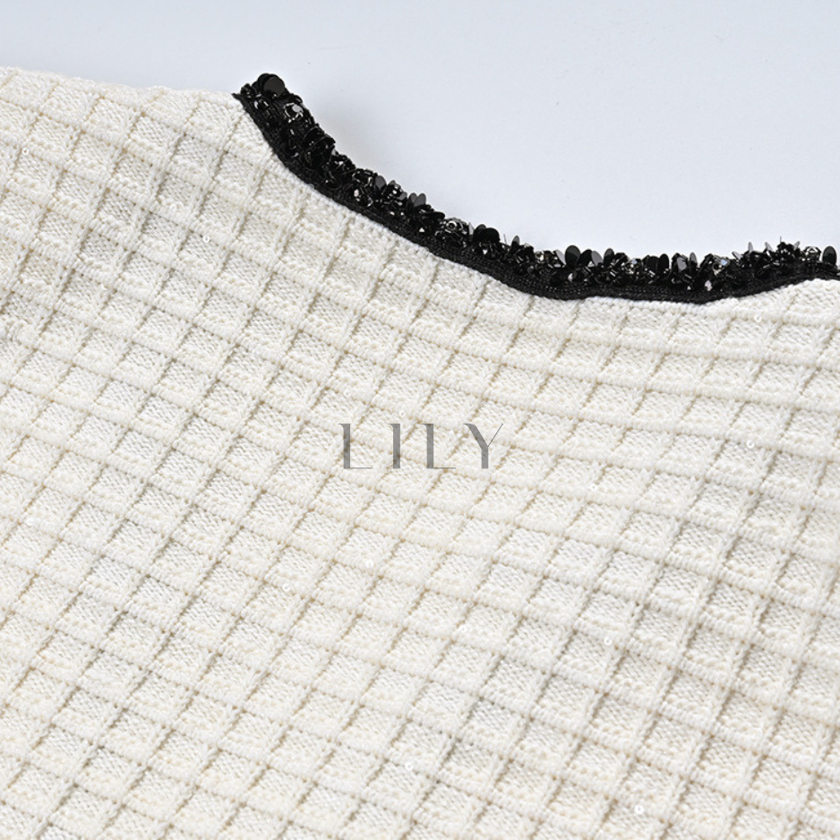 Ruffle Bow Wool Knit Sequin Mini Dress