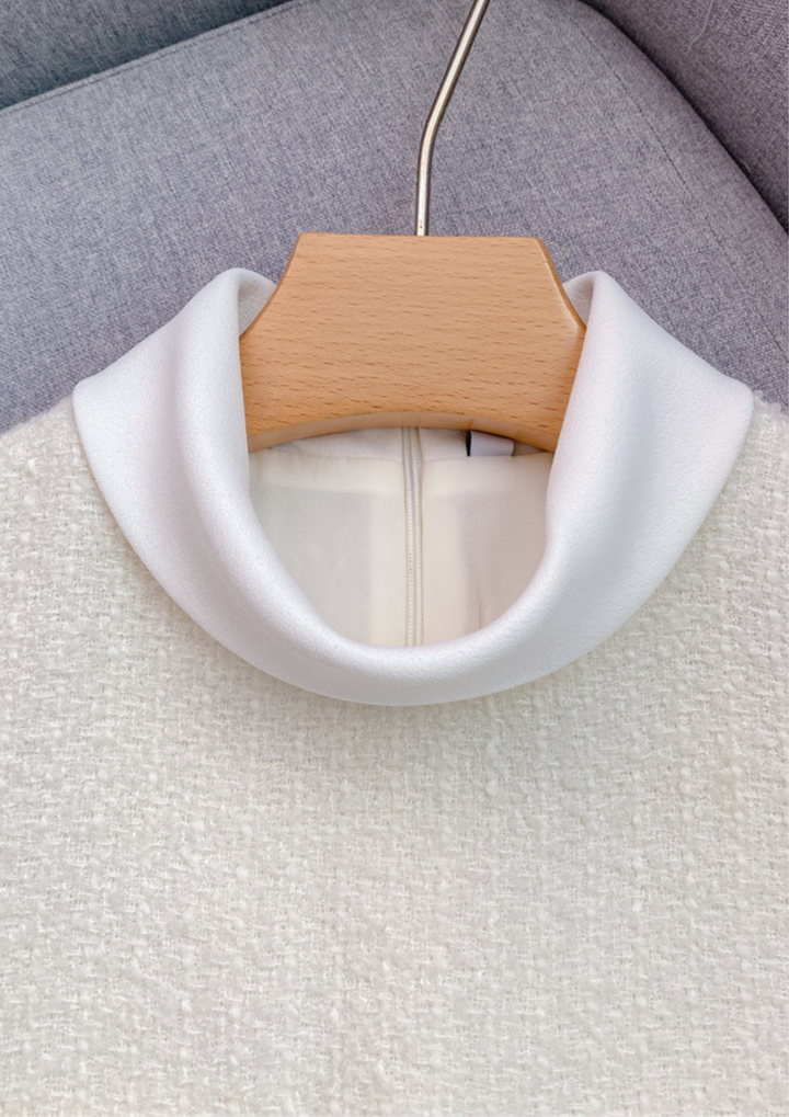 Crystal Bow Elegance Tweed Belted Pleated Maxi Dress