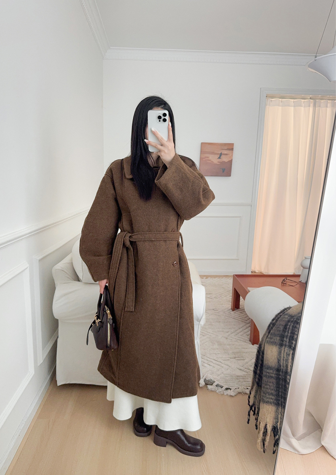 Belted Long Knit Coat