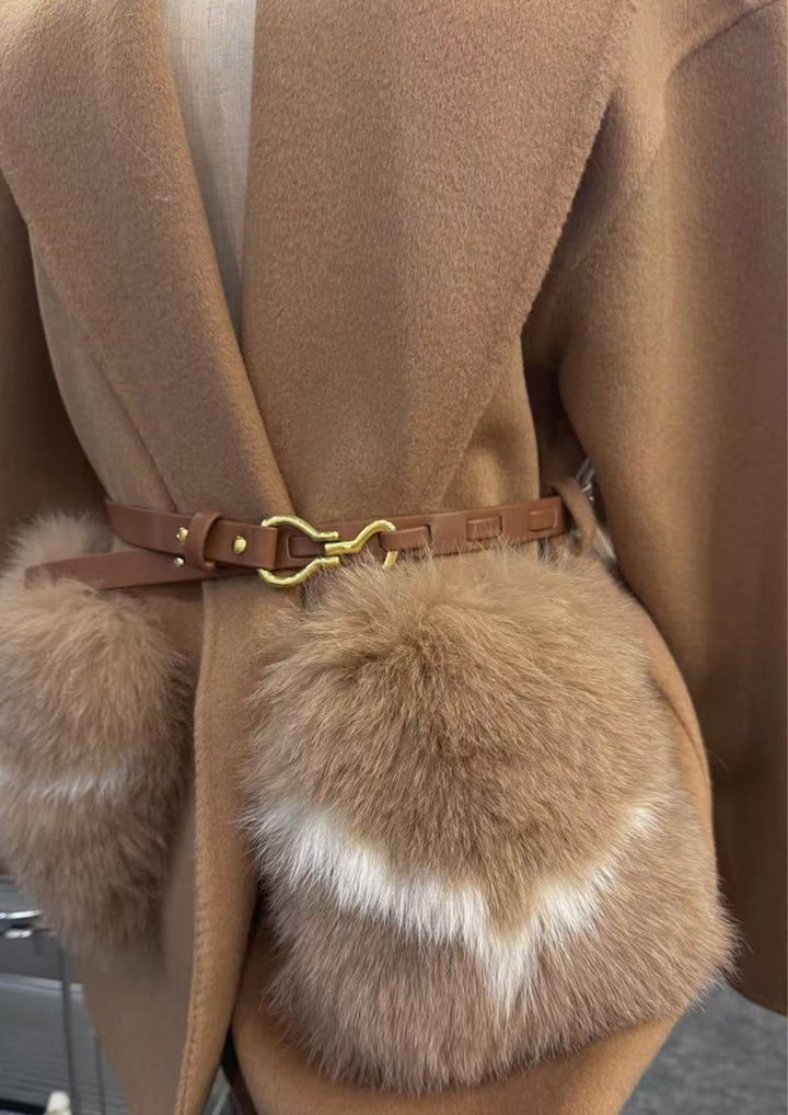 Soft Wool Textured Faux Fur Pocket Coat