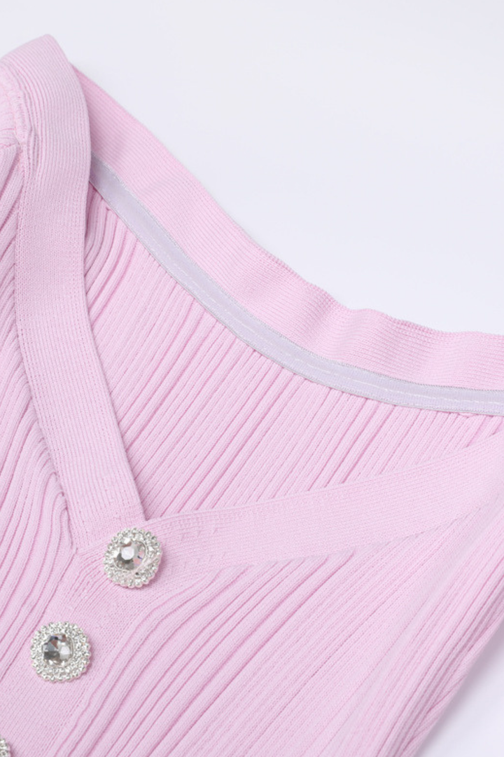 Élise Off Shoulder Crystal Knit Mini dress