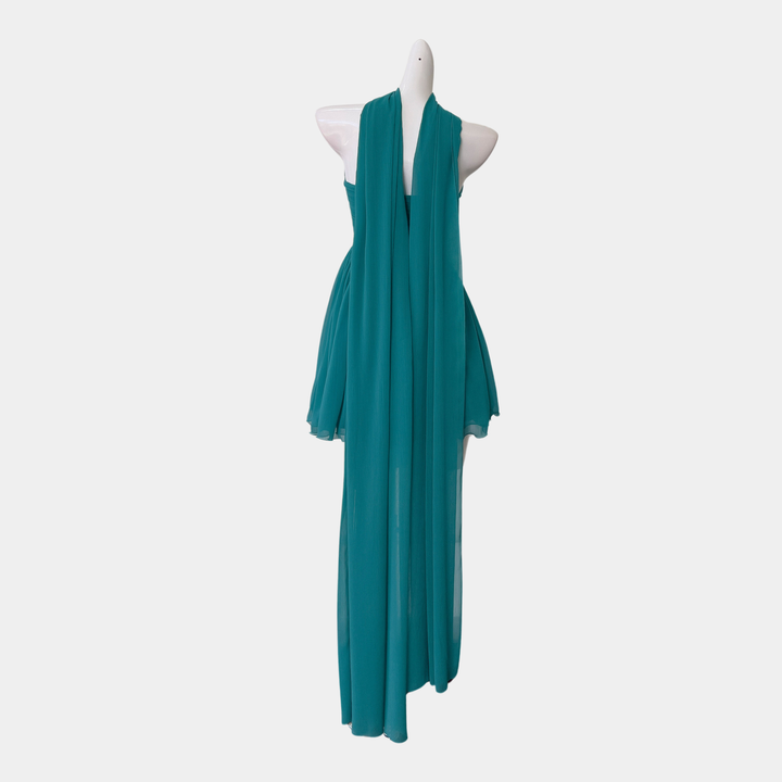 Deep Lagoon Chiffon Mini Dress