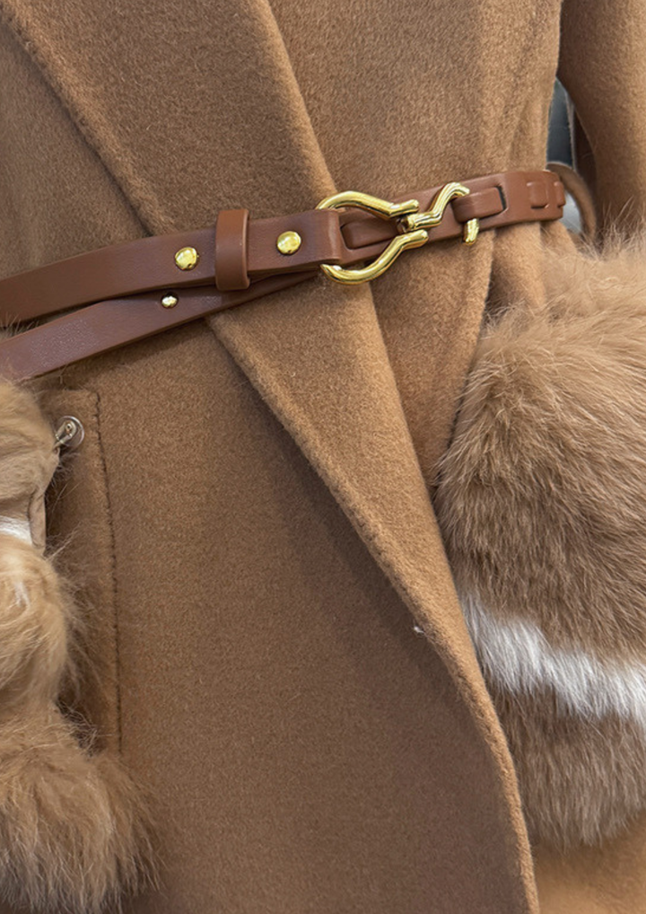 Soft Wool Textured Faux Fur Pocket Coat