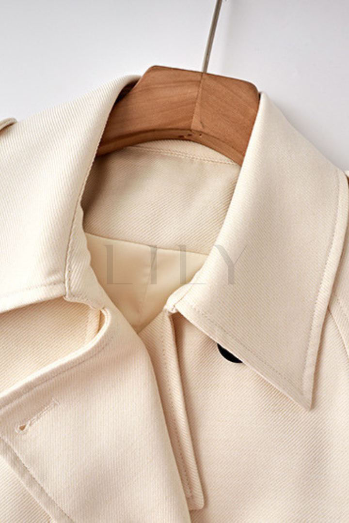 Classic Belted Fall Lapel Collar Adjustable Cuff Long Coat