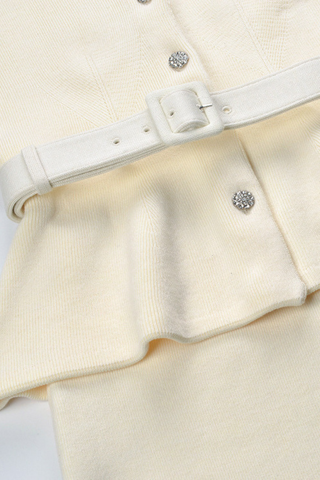 Embellished Elegance Wool Belted Midaxi Dress