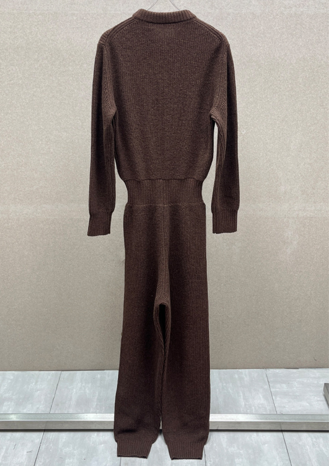 Natasha Pure Wool Ribbed Knit Jumpsuit