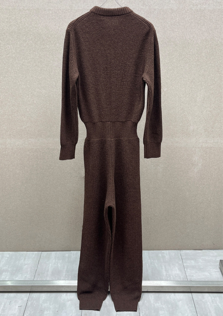 Natasha Pure Wool Ribbed Knit Jumpsuit