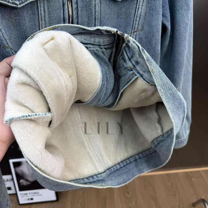 Sienna soft Inner Lamb Wool  Denim Set