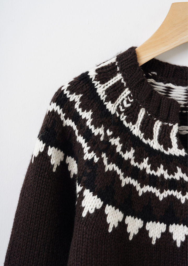 Pattern Wool Blend Cardigan