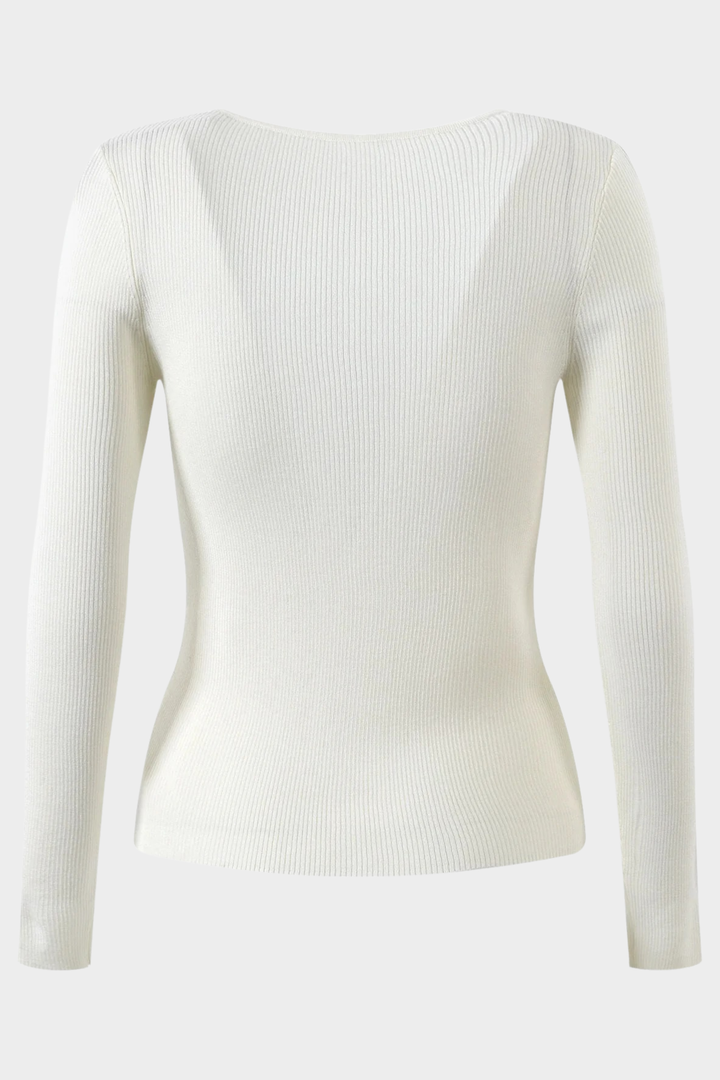 Basic Hollow Slim Wool Knit Top