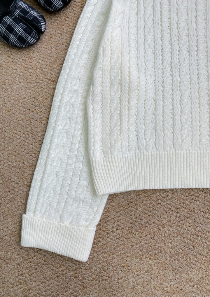 Wool Knit Collared Sweater Top