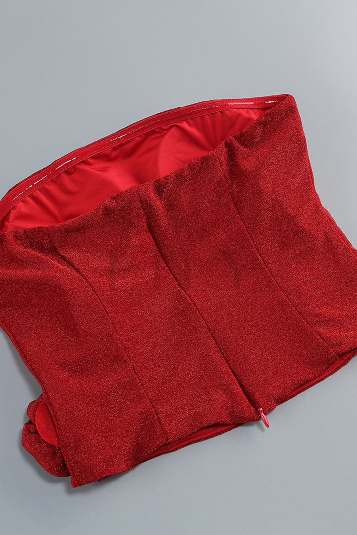 Julie Floral Sparkle Strapless  Maxi Set