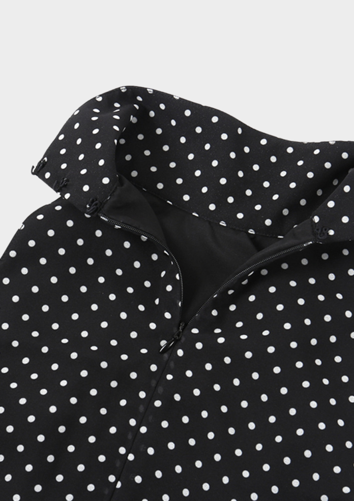 High Neck Polka Halter Flare Mini Dress