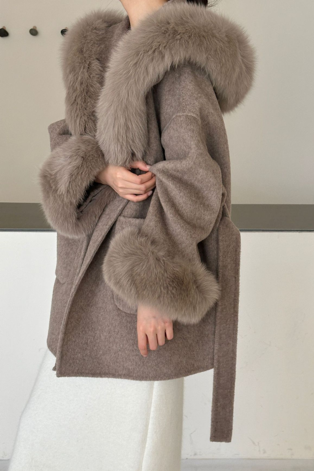 Jane Luxe Hooded Wool Coat - Grey