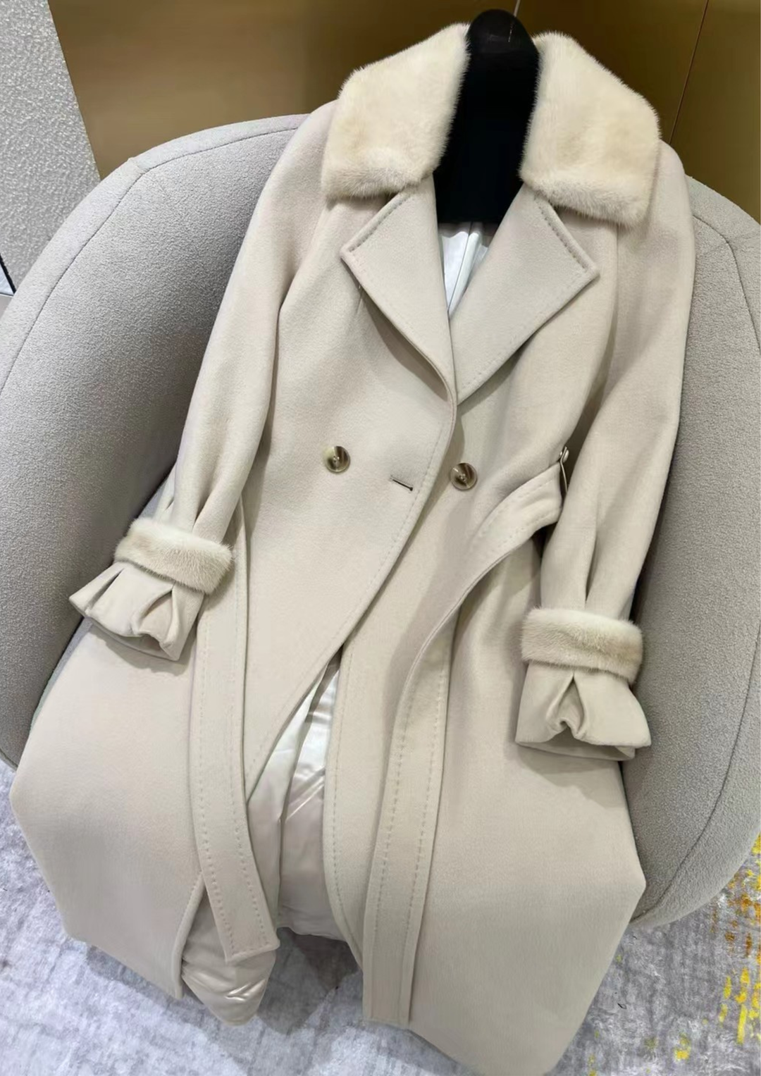 Juliette Cashmere Mink Tailored Belt Coat