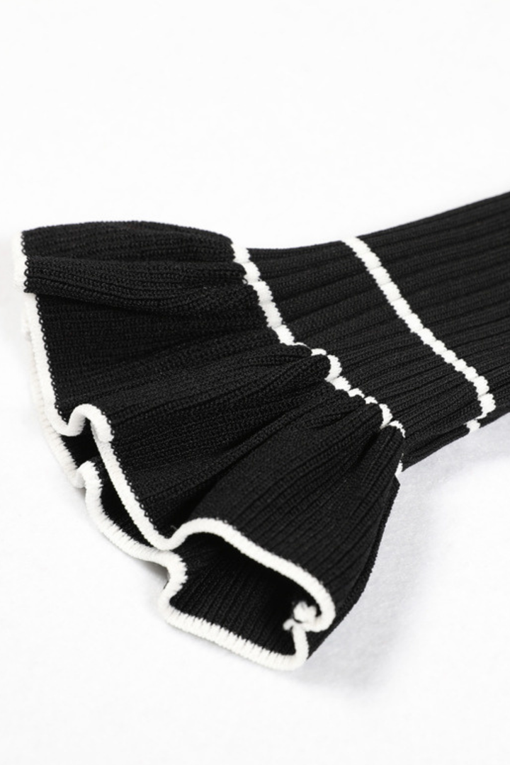 Dalia Striped Flare Knit V Neck Maxi Dress