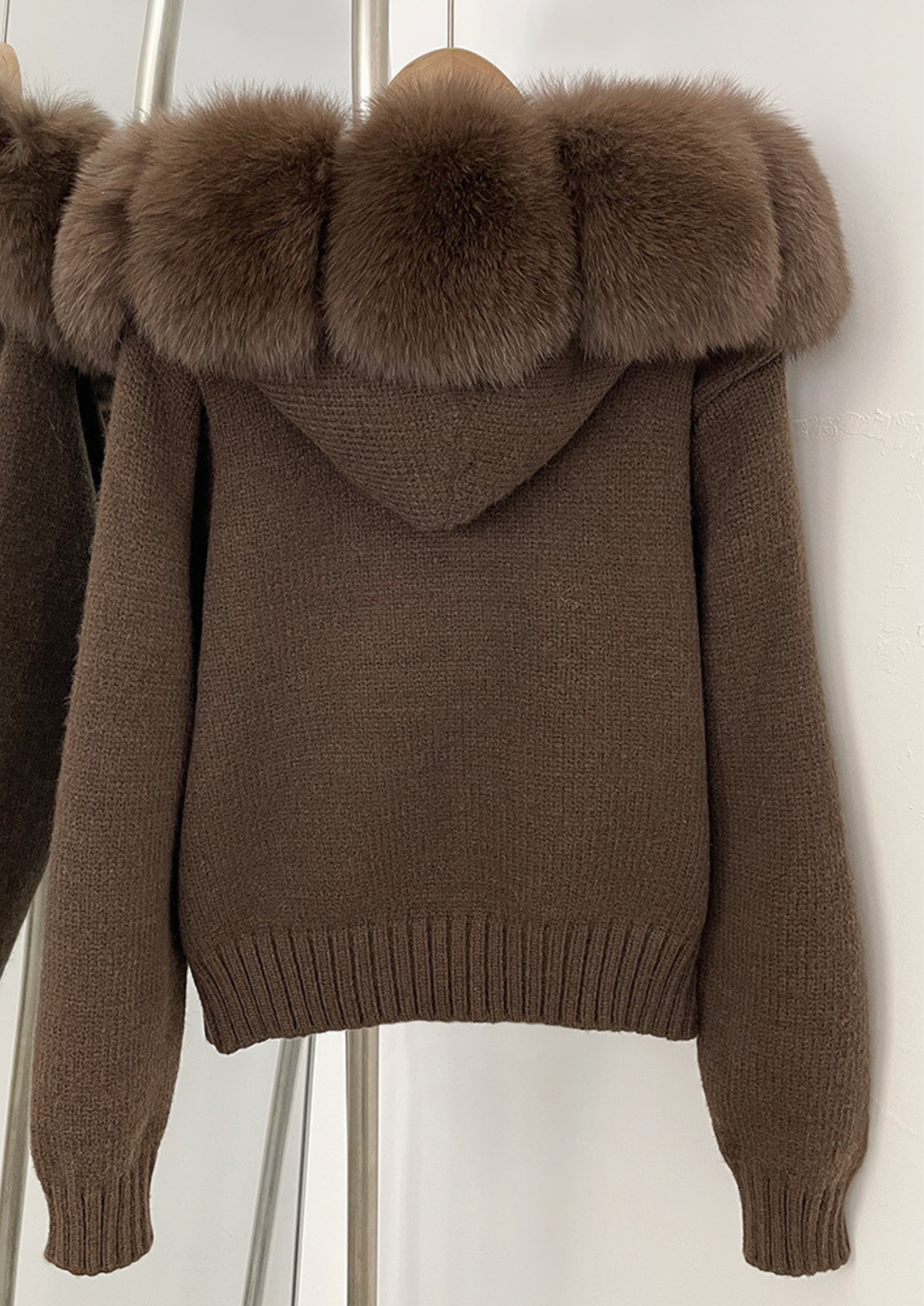 Large Fur Collar Hooded Zipper  Jacket Top