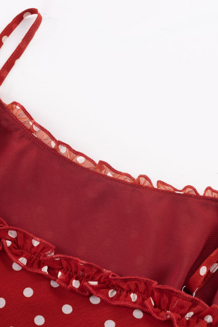 Polka Dot Charm Maxi Dress In Red