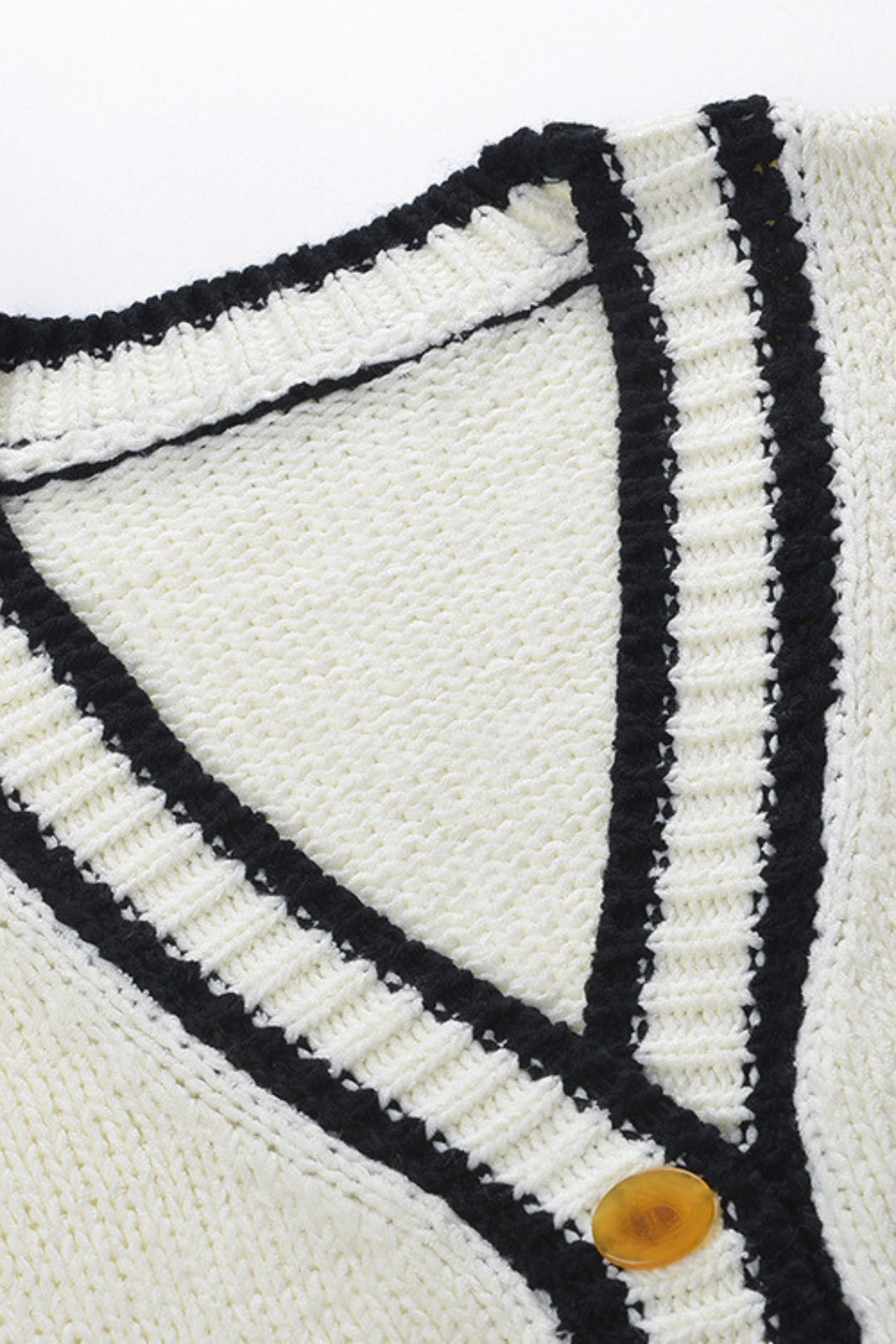 Soft Wool V Neck Contrast Buttoned Cardigan Top