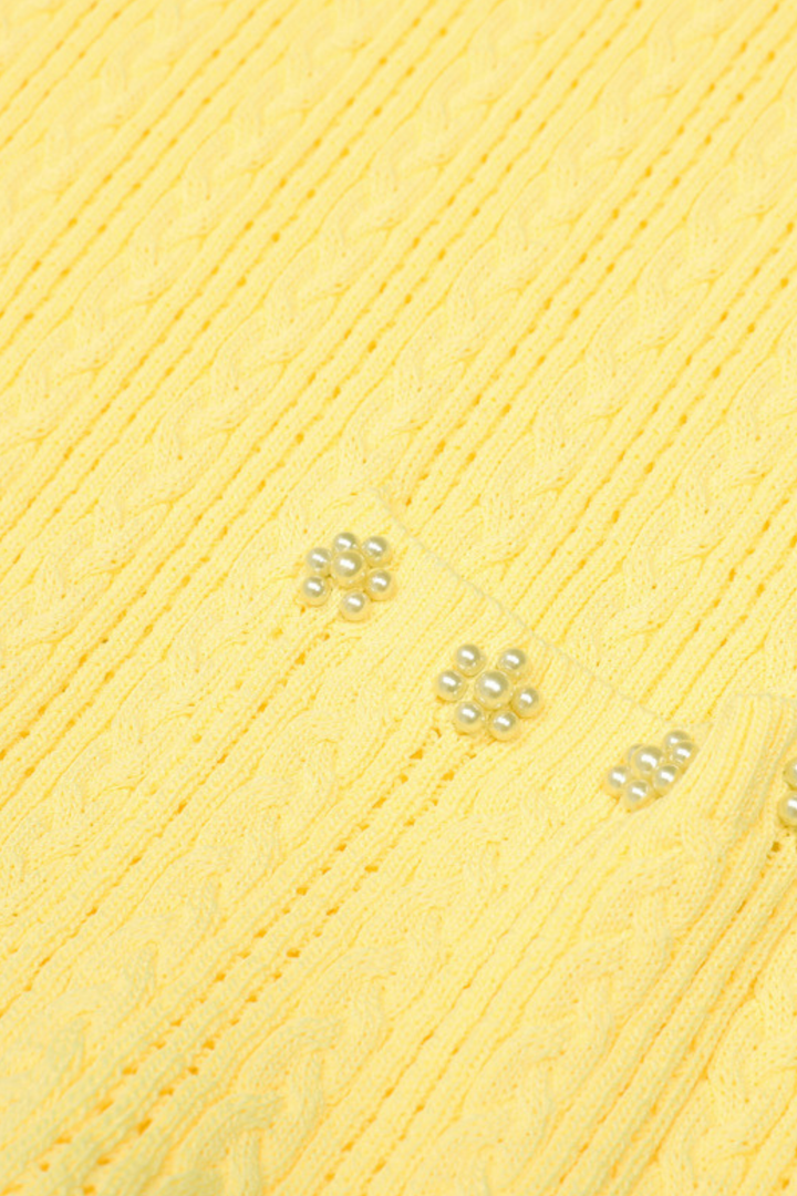 Rosette Pearl Knit  Flower Dress