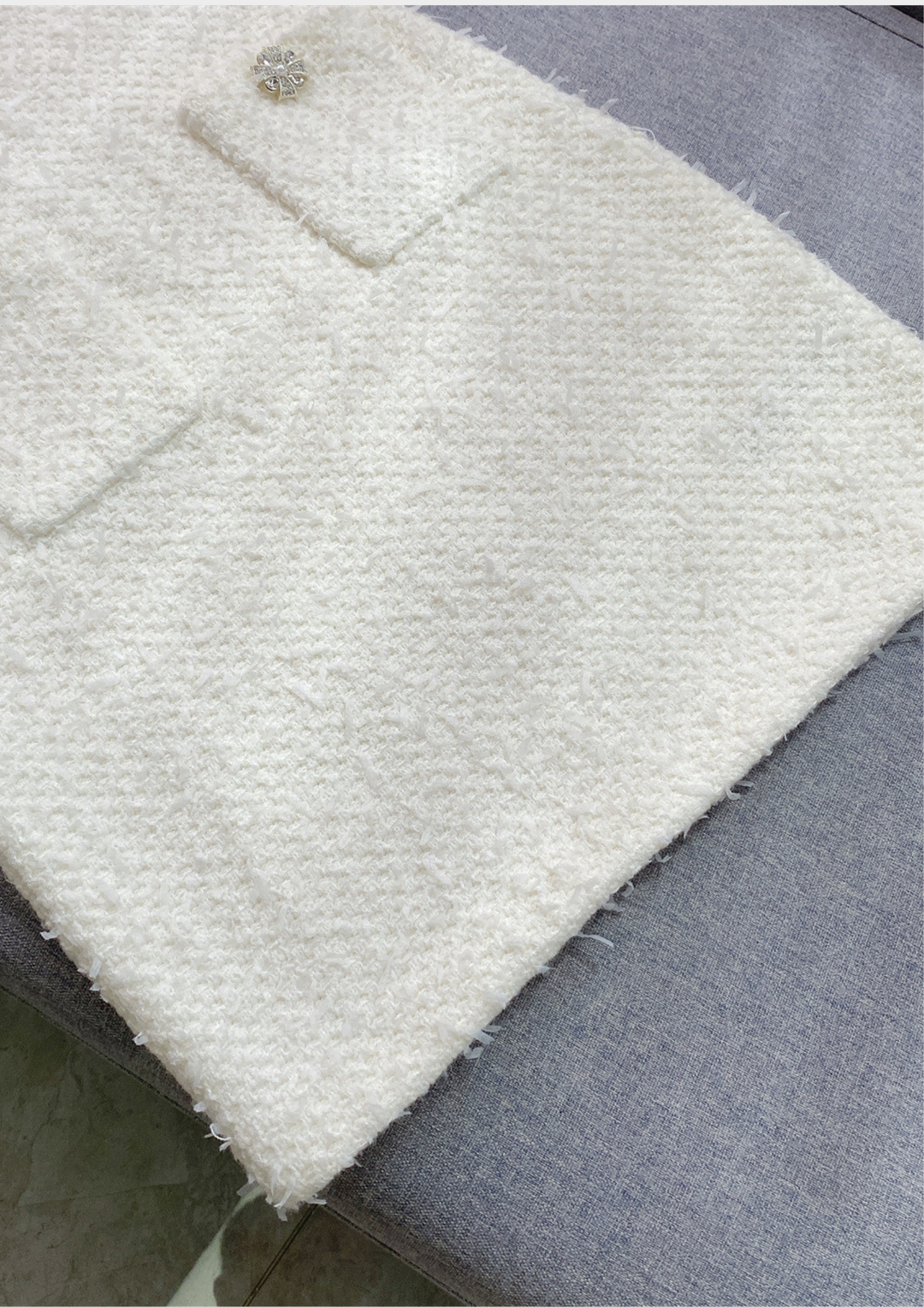 Crystal Bloom Short Sleeve Tweed Knit Mini Dress