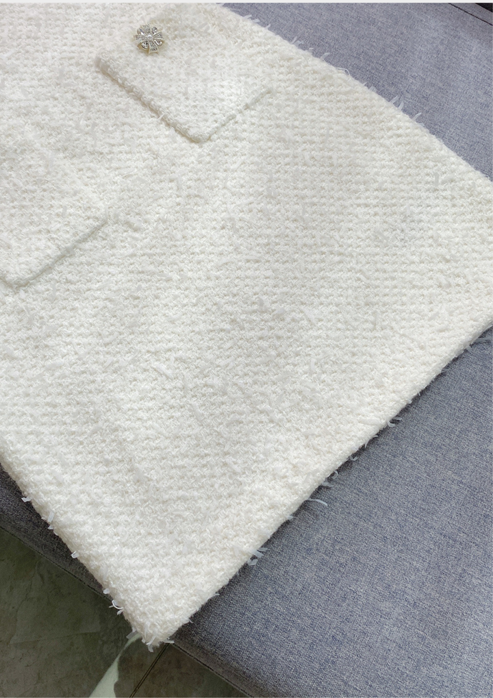 Crystal Bloom Short Sleeve Tweed Knit Mini Dress