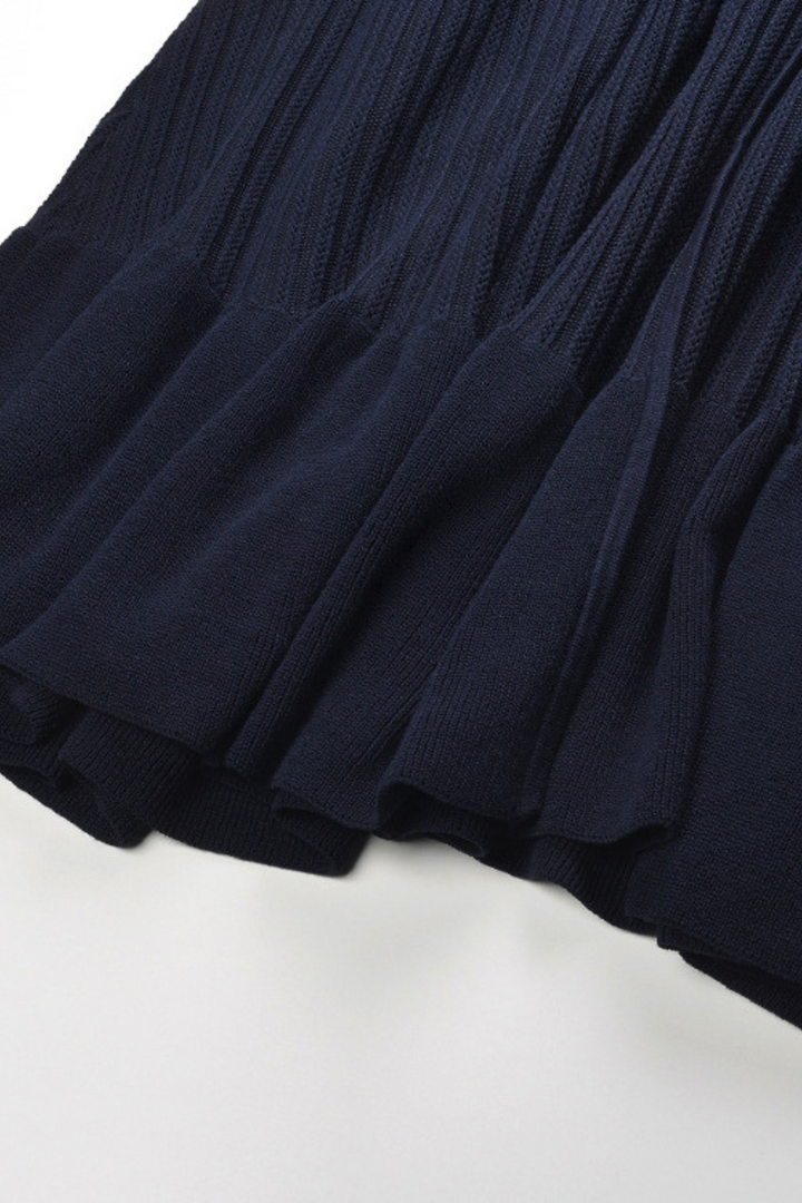 Navy Elegance Viscose Knit Fishtail Maxi Dress
